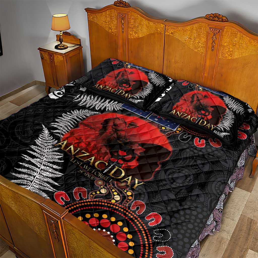 Australia and New Zealand ANZAC Day Quilt Bed Set Aboriginal and Maori Art Pattern - Gallipoli Lest We Forget