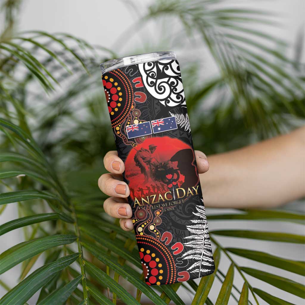Australia and New Zealand ANZAC Day Skinny Tumbler Aboriginal and Maori Art Pattern Gallipoli Lest We Forget LT03 - Polynesian Pride