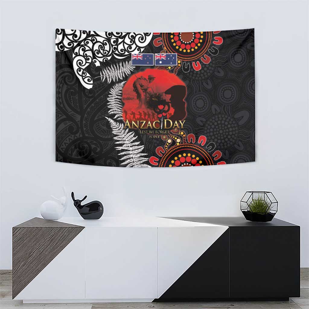 Australia and New Zealand ANZAC Day Tapestry Aboriginal and Maori Art Pattern - Gallipoli Lest We Forget