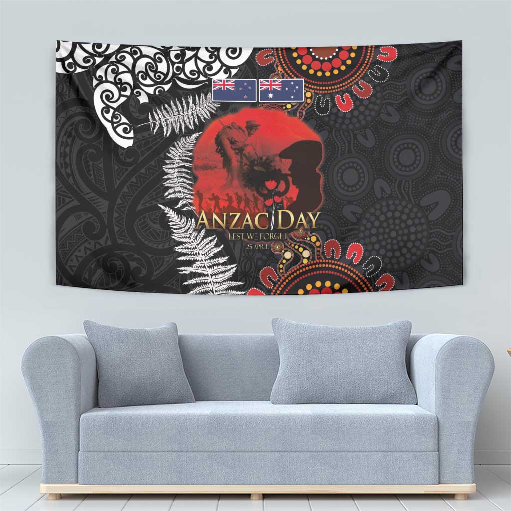 Australia and New Zealand ANZAC Day Tapestry Aboriginal and Maori Art Pattern - Gallipoli Lest We Forget