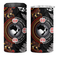 Australia and New Zealand Together 4 in 1 Can Cooler Tumbler Aboriginal and Maori Art Tattoo