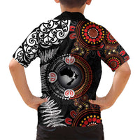 Australia and New Zealand Together Family Matching Long Sleeve Bodycon Dress and Hawaiian Shirt Aboriginal and Maori Art Tattoo LT03 - Polynesian Pride