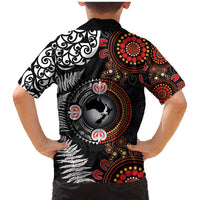 Australia and New Zealand Together Family Matching Mermaid Dress and Hawaiian Shirt Aboriginal and Maori Art Tattoo LT03 - Polynesian Pride