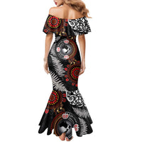 Australia and New Zealand Together Family Matching Mermaid Dress and Hawaiian Shirt Aboriginal and Maori Art Tattoo LT03 - Polynesian Pride