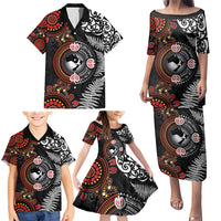 Australia and New Zealand Together Family Matching Puletasi and Hawaiian Shirt Aboriginal and Maori Art Tattoo LT03 - Polynesian Pride