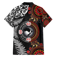 Australia and New Zealand Together Family Matching Puletasi and Hawaiian Shirt Aboriginal and Maori Art Tattoo LT03 - Polynesian Pride