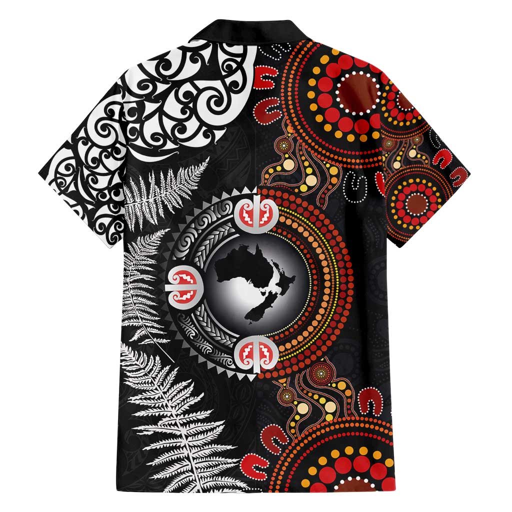 Australia and New Zealand Together Family Matching Short Sleeve Bodycon Dress and Hawaiian Shirt Aboriginal and Maori Art Tattoo LT03 - Polynesian Pride