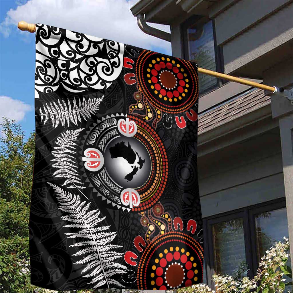 Australia and New Zealand Together Garden Flag Aboriginal and Maori Art Tattoo