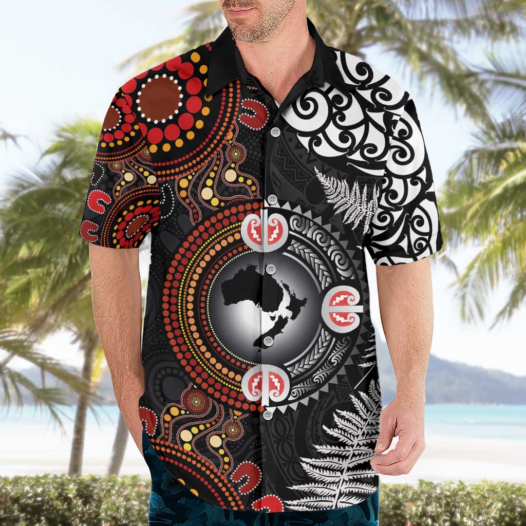 Australia and New Zealand Together Hawaiian Shirt Aboriginal and Maori Art Tattoo