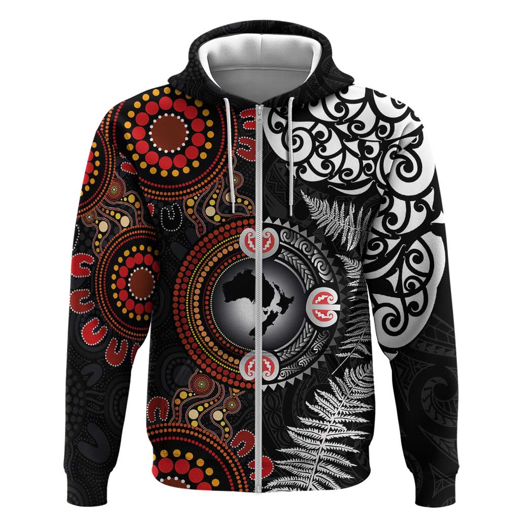 Australia and New Zealand Together Hoodie Aboriginal and Maori Art Tattoo