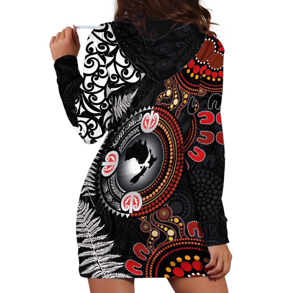 Australia and New Zealand Together Hoodie Dress Aboriginal and Maori Art Tattoo