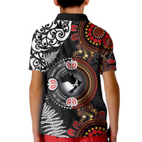 Australia and New Zealand Together Kid Polo Shirt Aboriginal and Maori Art Tattoo LT03 - Polynesian Pride