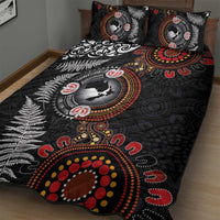 Australia and New Zealand Together Quilt Bed Set Aboriginal and Maori Art Tattoo