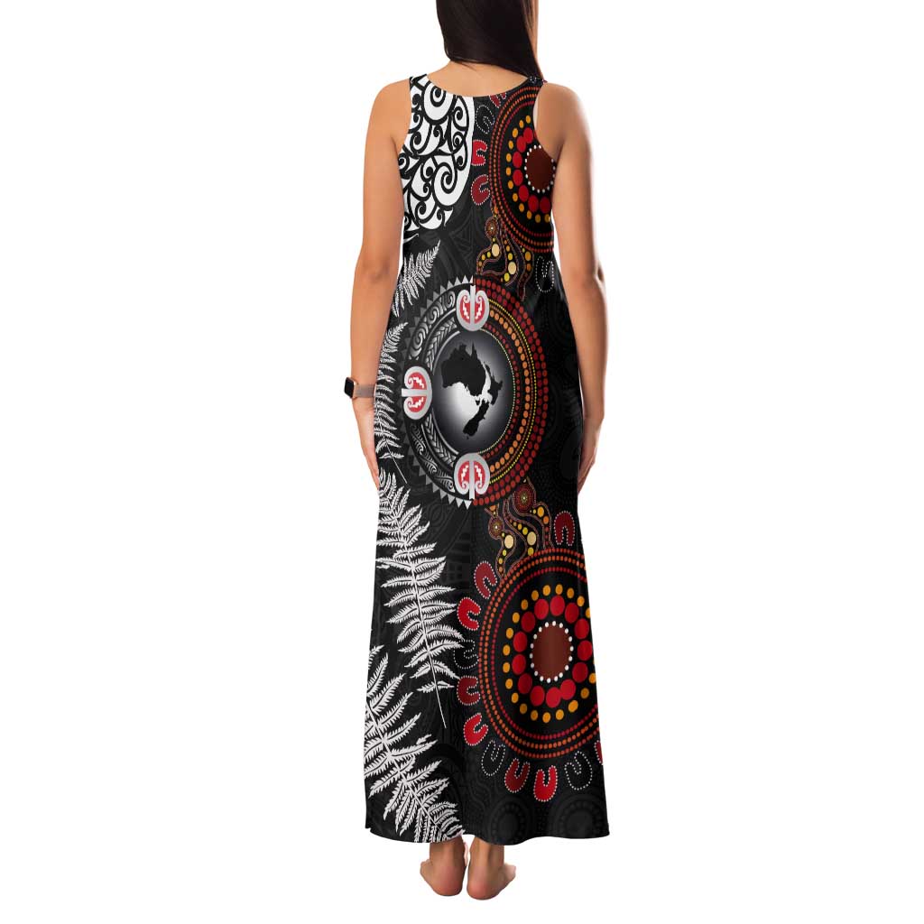 Australia and New Zealand Together Tank Maxi Dress Aboriginal and Maori Art Tattoo LT03 - Polynesian Pride