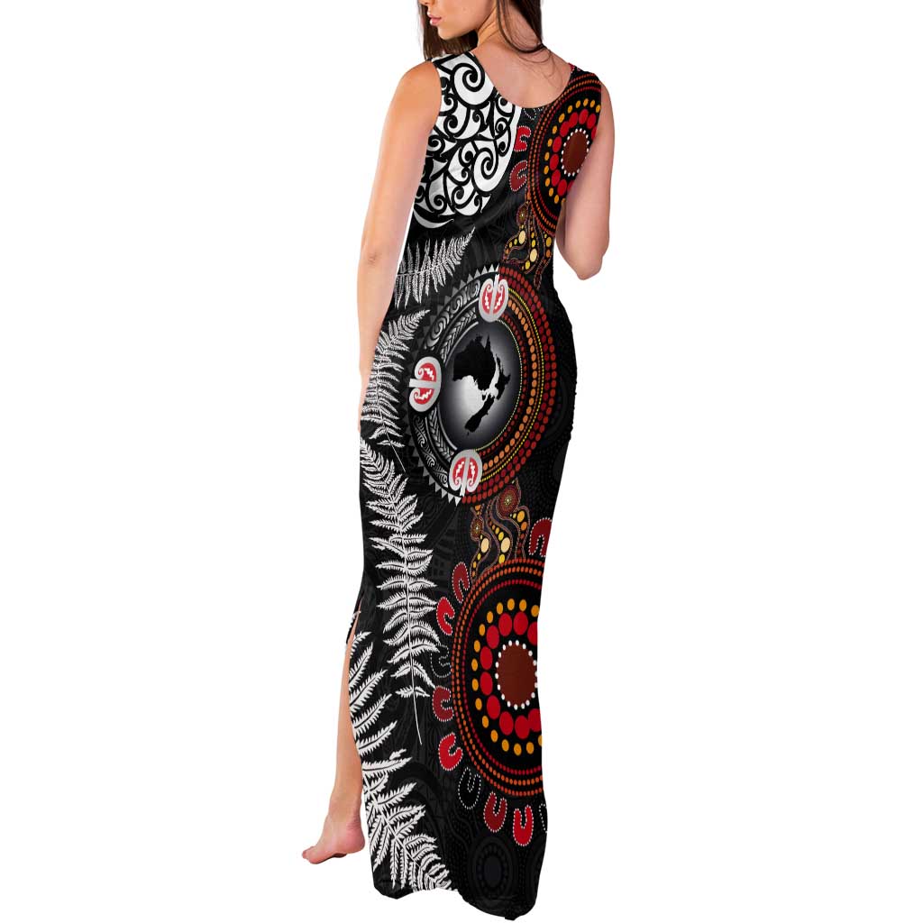 Australia and New Zealand Together Tank Maxi Dress Aboriginal and Maori Art Tattoo LT03 - Polynesian Pride