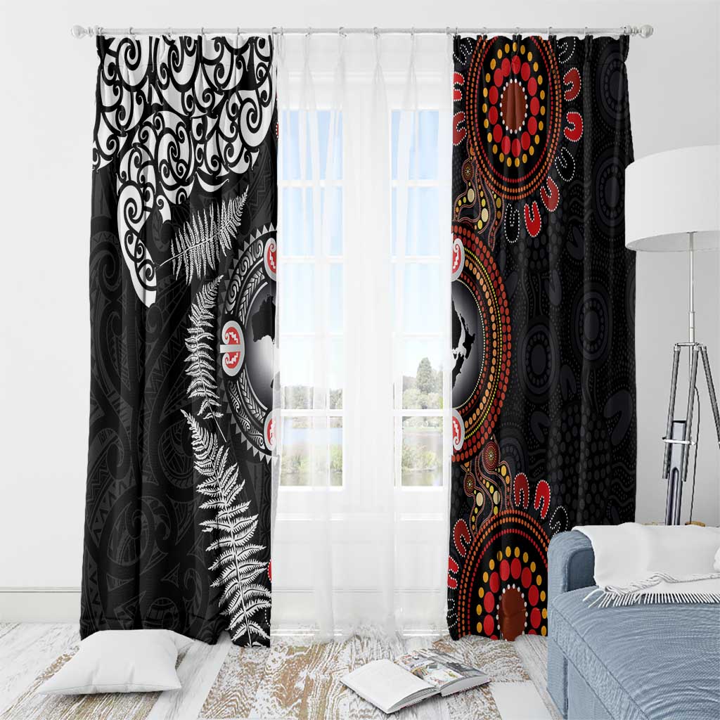 Australia and New Zealand Together Window Curtain Aboriginal and Maori Art Tattoo