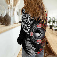 Australia and New Zealand Together Women Casual Shirt Aboriginal and Maori Art Tattoo