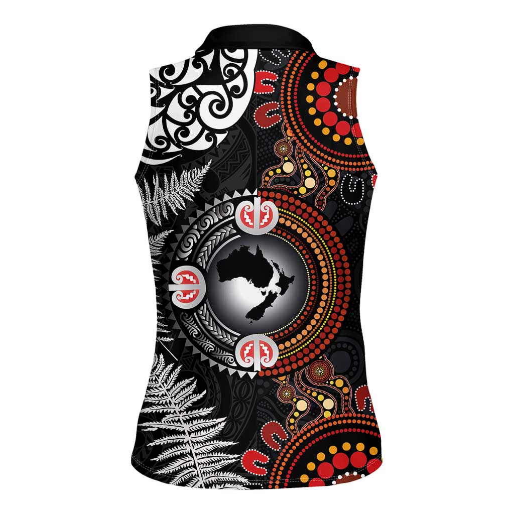 Australia and New Zealand Together Women Sleeveless Polo Shirt Aboriginal and Maori Art Tattoo LT03 - Polynesian Pride