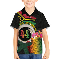 Vanuatu Selebretem 44th Indipendens Dei Family Matching Long Sleeve Bodycon Dress and Hawaiian Shirt Sand Drawing Turtle Melanesian Vibes LT03 Son's Shirt Black - Polynesian Pride