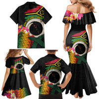 Vanuatu Selebretem 44th Indipendens Dei Family Matching Mermaid Dress and Hawaiian Shirt Sand Drawing Turtle Melanesian Vibes LT03 - Polynesian Pride