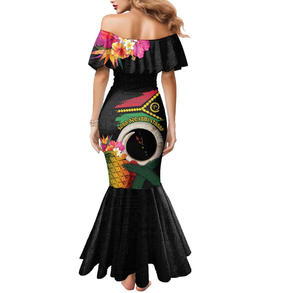 Vanuatu Selebretem 44th Indipendens Dei Family Matching Mermaid Dress and Hawaiian Shirt Sand Drawing Turtle Melanesian Vibes LT03 - Polynesian Pride