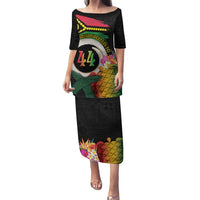 Vanuatu Selebretem 44th Indipendens Dei Family Matching Puletasi and Hawaiian Shirt Sand Drawing Turtle Melanesian Vibes LT03 Mom's Dress Black - Polynesian Pride