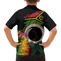 Vanuatu Selebretem 44th Indipendens Dei Family Matching Short Sleeve Bodycon Dress and Hawaiian Shirt Sand Drawing Turtle Melanesian Vibes LT03 - Polynesian Pride