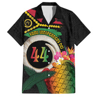 Vanuatu Selebretem 44th Indipendens Dei Family Matching Short Sleeve Bodycon Dress and Hawaiian Shirt Sand Drawing Turtle Melanesian Vibes LT03 Dad's Shirt - Short Sleeve Black - Polynesian Pride