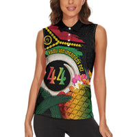 Vanuatu Selebretem 44th Indipendens Dei Women Sleeveless Polo Shirt Sand Drawing Turtle Melanesian Vibes