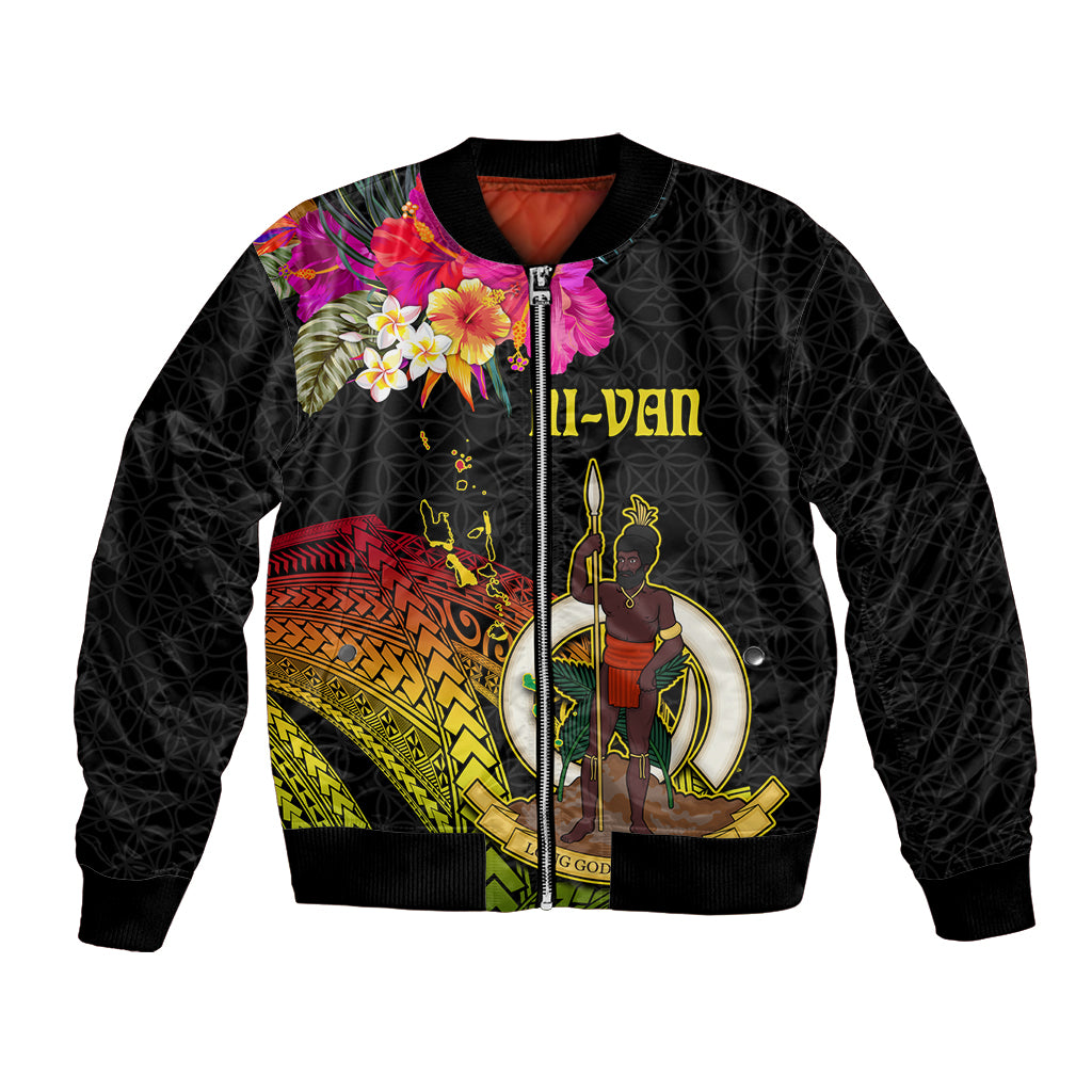 Vanuatu Ni-Van Bomber Jacket Coat of Arms Sand Drawing