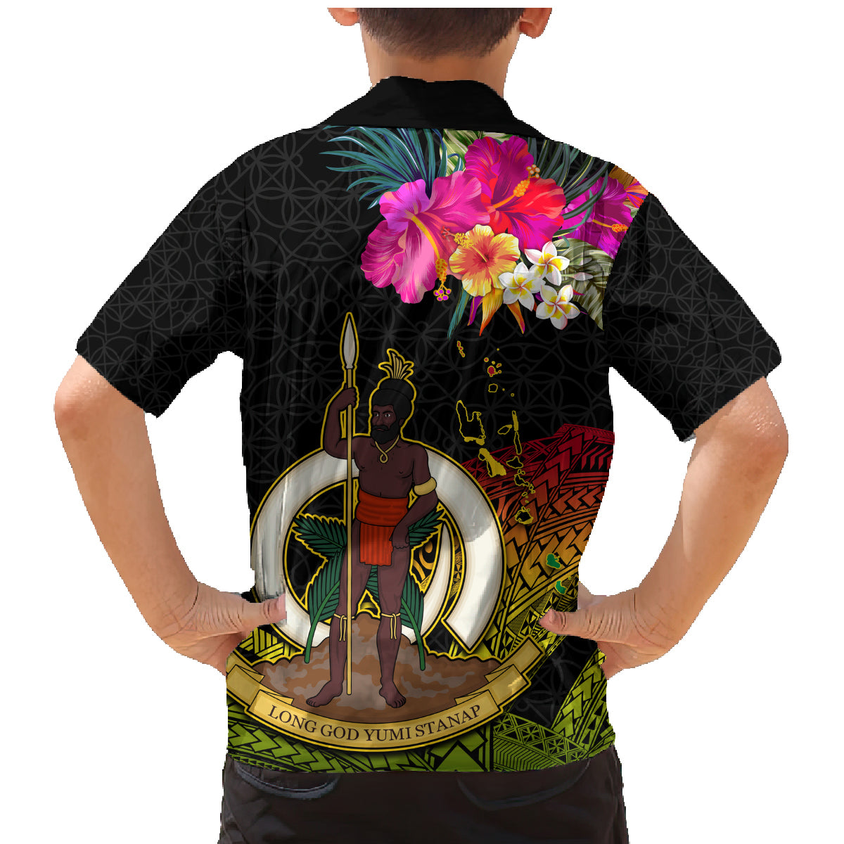 Vanuatu Ni-Van Family Matching Mermaid Dress and Hawaiian Shirt Coat of Arms Sand Drawing LT03 - Polynesian Pride