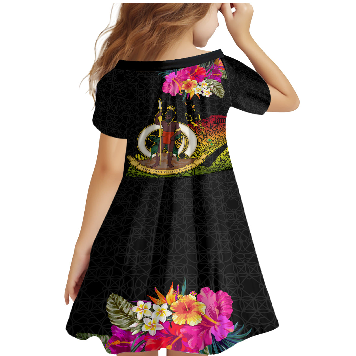 Vanuatu Ni-Van Family Matching Mermaid Dress and Hawaiian Shirt Coat of Arms Sand Drawing LT03 - Polynesian Pride