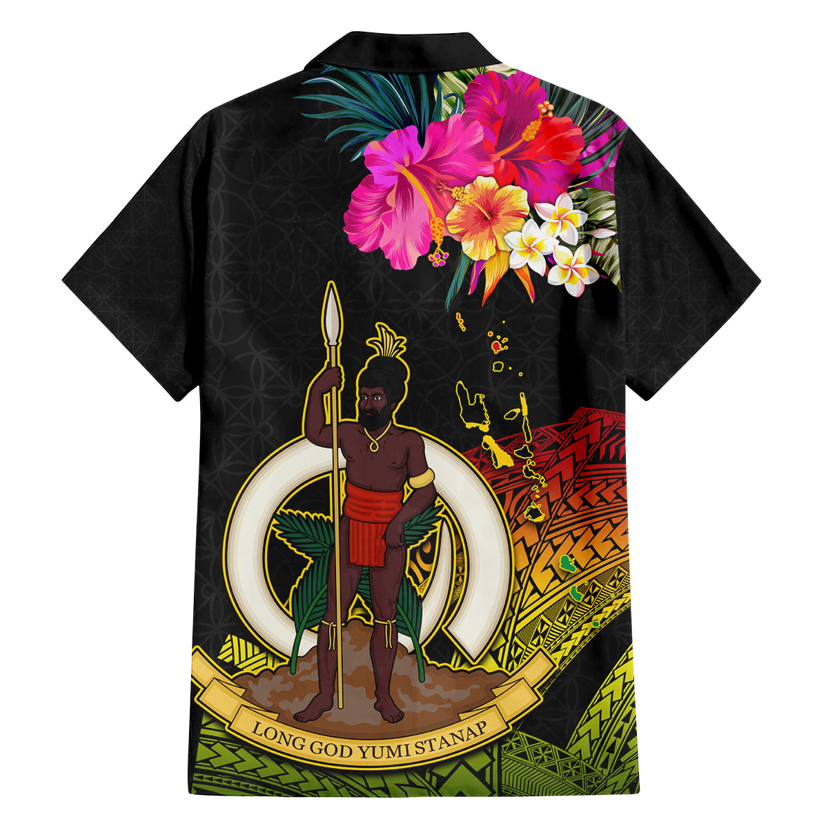 Vanuatu Ni-Van Family Matching Tank Maxi Dress and Hawaiian Shirt Coat of Arms Sand Drawing