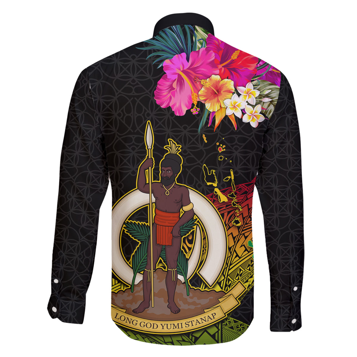 Vanuatu Ni-Van Family Matching Tank Maxi Dress and Hawaiian Shirt Coat of Arms Sand Drawing