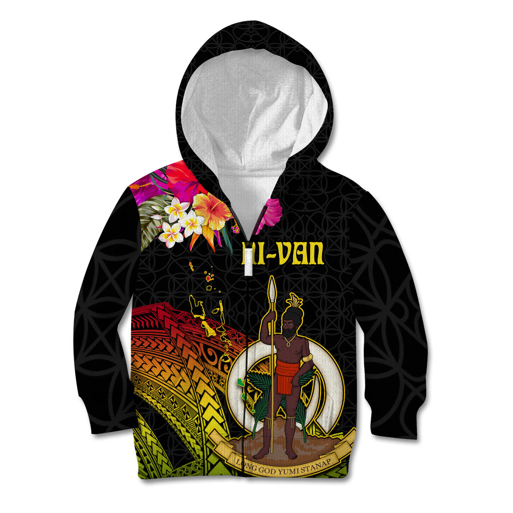 Vanuatu Ni-Van Kid Hoodie Coat of Arms Sand Drawing