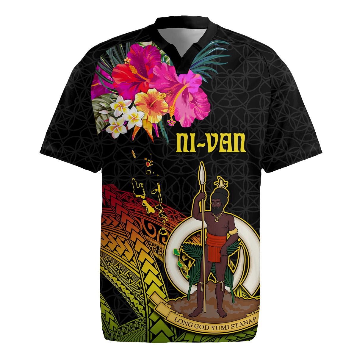 Vanuatu Ni-Van Rugby Jersey Coat of Arms Sand Drawing