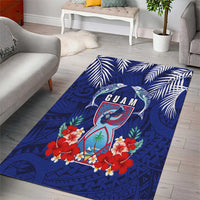 Guam Liberation Day Area Rug The Tribal Latte Stone and Dolphins with Hibiscus Chamorro Culture