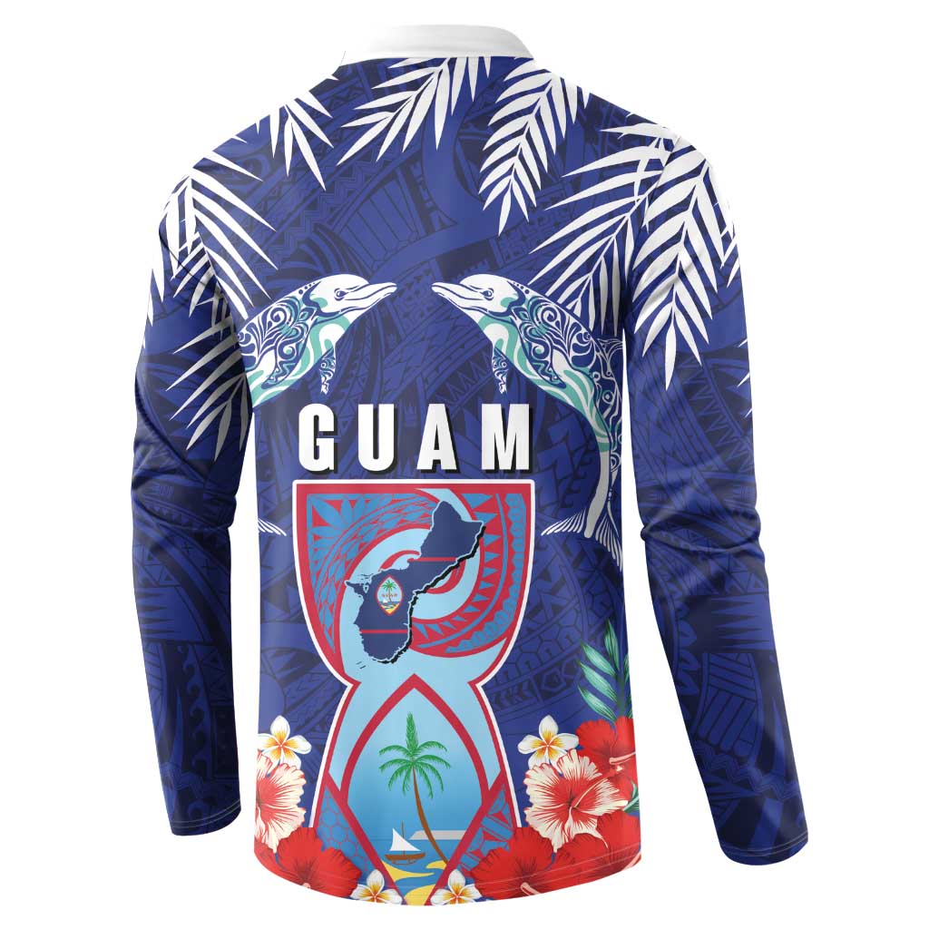 Guam Liberation Day Button Sweatshirt The Tribal Latte Stone and Dolphins with Hibiscus Chamorro Culture
