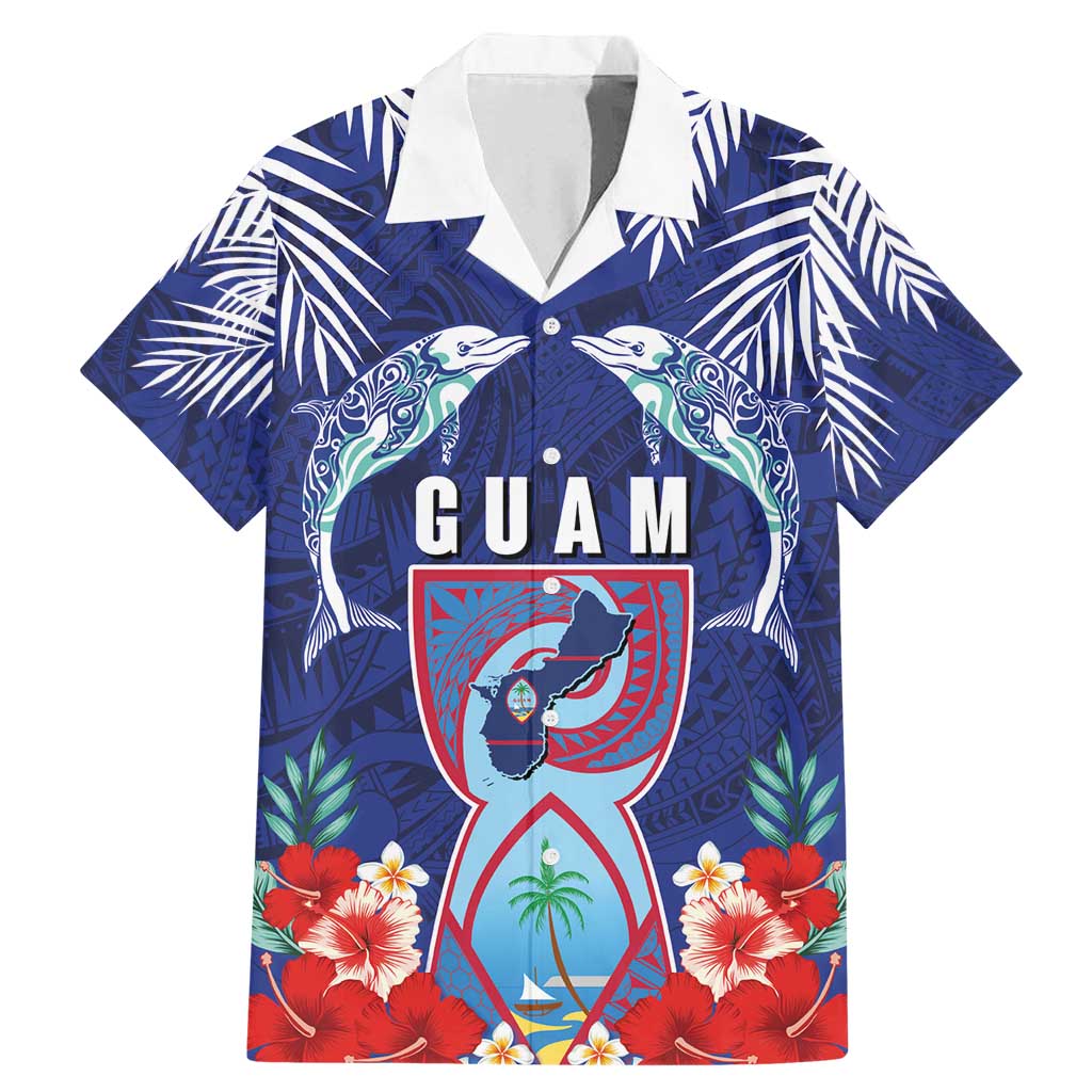 Guam Liberation Day Family Matching Mermaid Dress and Hawaiian Shirt The Tribal Latte Stone and Dolphins with Hibiscus Chamorro Culture