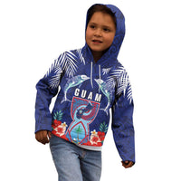 Guam Liberation Day Kid Hoodie The Tribal Latte Stone and Dolphins with Hibiscus Chamorro Culture