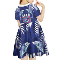 Guam Liberation Day Kid Short Sleeve Dress The Tribal Latte Stone and Dolphins with Hibiscus Chamorro Culture
