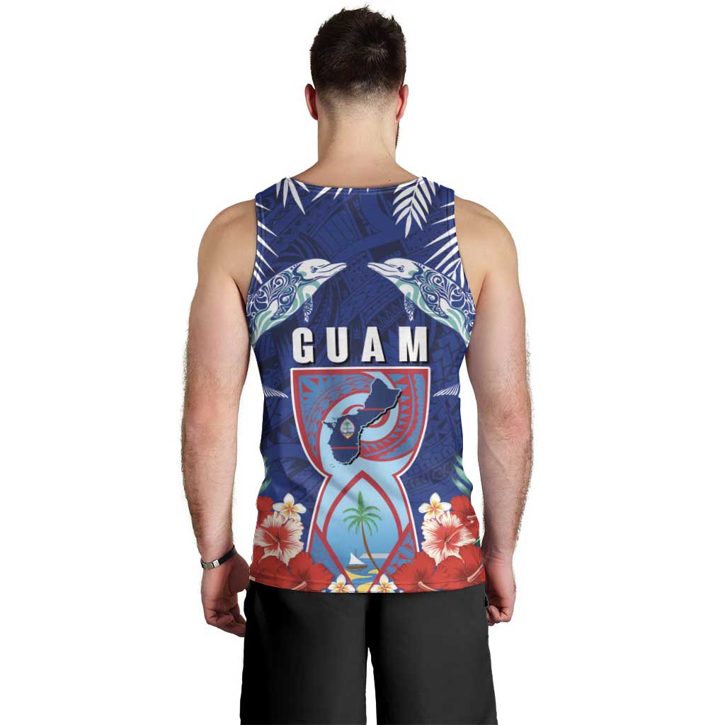 Guam Liberation Day Men Tank Top The Tribal Latte Stone and Dolphins with Hibiscus Chamorro Culture