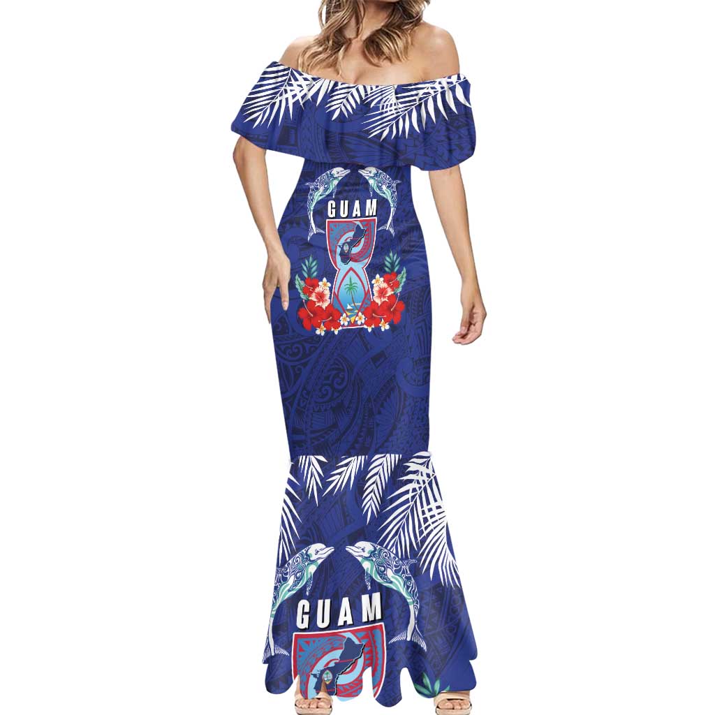 Guam Liberation Day Mermaid Dress The Tribal Latte Stone and Dolphins with Hibiscus Chamorro Culture