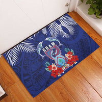 Guam Liberation Day Rubber Doormat The Tribal Latte Stone and Dolphins with Hibiscus Chamorro Culture