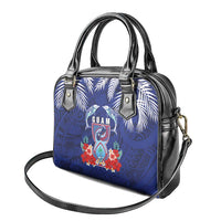 Guam Liberation Day Shoulder Handbag The Tribal Latte Stone and Dolphins with Hibiscus Chamorro Culture