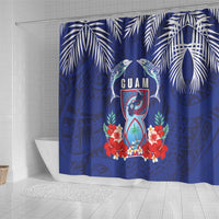Guam Liberation Day Shower Curtain The Tribal Latte Stone and Dolphins with Hibiscus Chamorro Culture