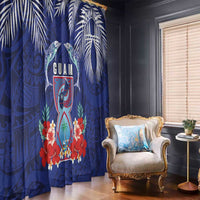 Guam Liberation Day Window Curtain The Tribal Latte Stone and Dolphins with Hibiscus Chamorro Culture