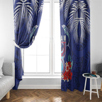 Guam Liberation Day Window Curtain The Tribal Latte Stone and Dolphins with Hibiscus Chamorro Culture