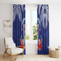 Guam Liberation Day Window Curtain The Tribal Latte Stone and Dolphins with Hibiscus Chamorro Culture