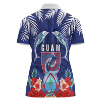 Guam Liberation Day Women Polo Shirt The Tribal Latte Stone and Dolphins with Hibiscus Chamorro Culture